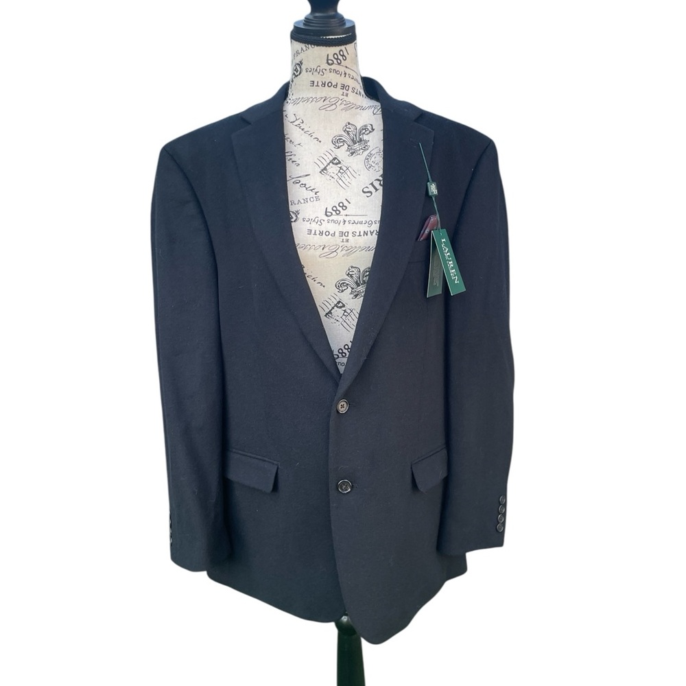 Lauren Ralph Lauren Green Label,‎ Cashmere/Wool Blend Blazer, Black, 44L, NWT